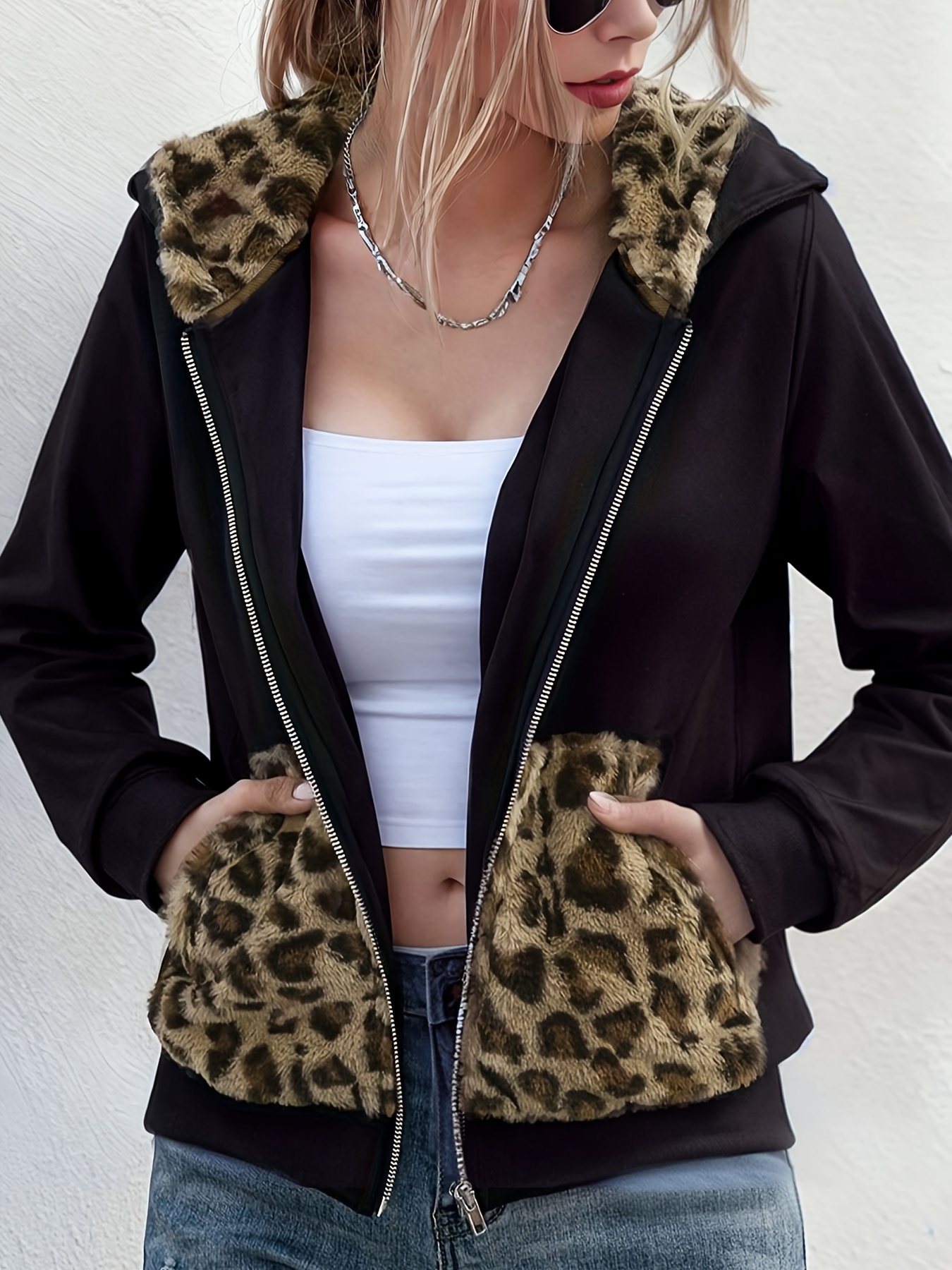 Animal print best sale zip up hoodies