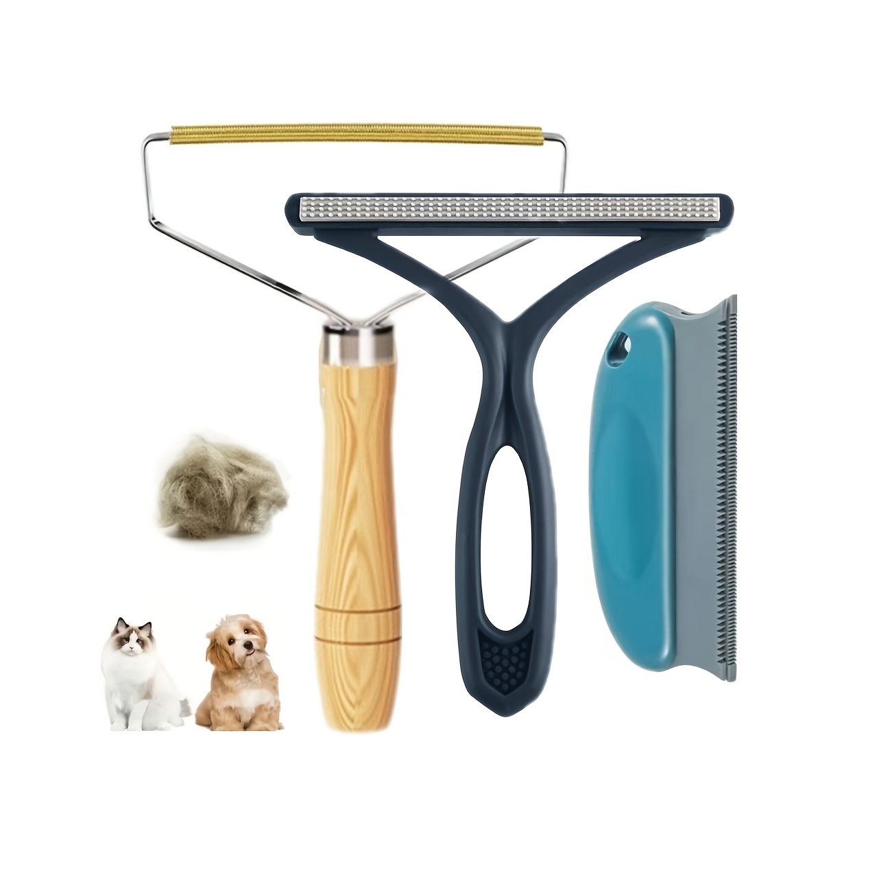 3pcs Reusable Pet Hair Removal Kit | Suitable For Sofas, Furniture, And Clothes - Durable For Fabric And Carpets