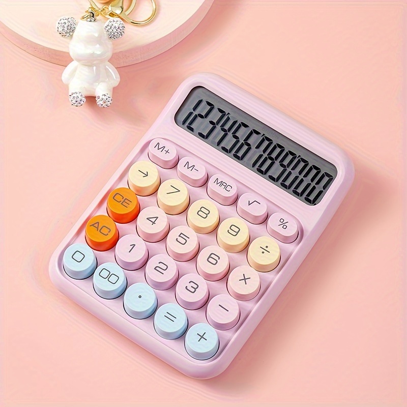 

1pc, Candy Color Calculator, Aesthetic Calculator Desktop 12 Digit With Large Lcd Display, Calculator Big Buttons, Calculator Office Or School, Flexible Keyboard Calculator<shipment Without Battery>