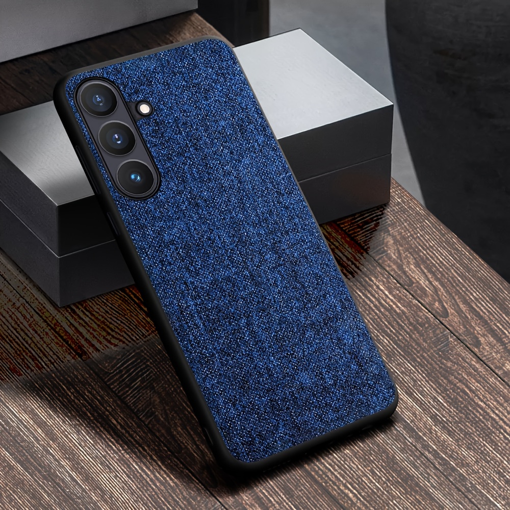 TEMU Phone Case: Phone Case For For Galaxy S25 Fe Edge , Linen Textured Fabric-like Faux Leather Back Cover For Galaxy S25 Ultra Case