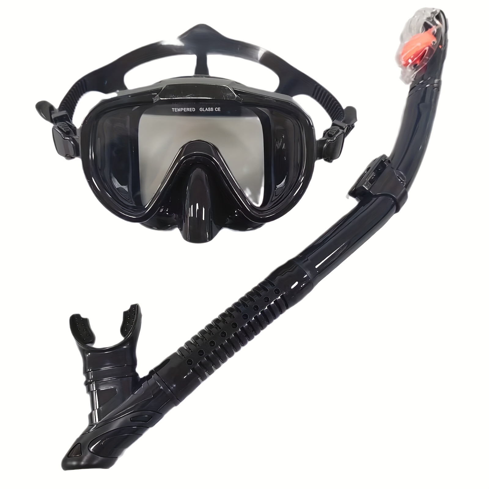Professional Snorkel Set Scuba Diving Swimming Glasses Equipment Gear Strap  for Adult Outdoor Training Spearfishing Black 