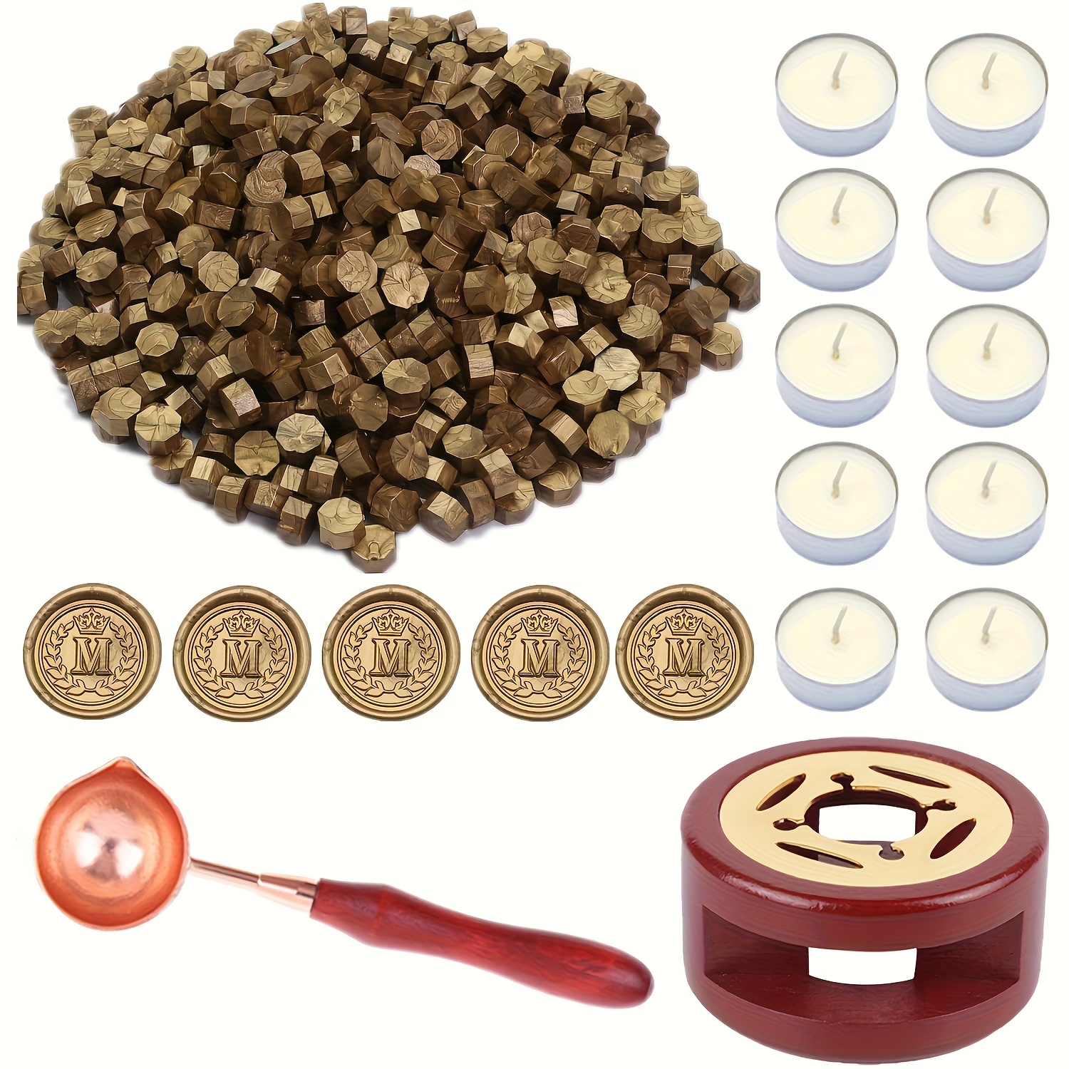 Wax Seal Stamp Set, 300pcs Of Sealing Supplies Including Wax Beads, A Warmer, A Spoon, 10 Candles, And A Kit For Crafting Letters