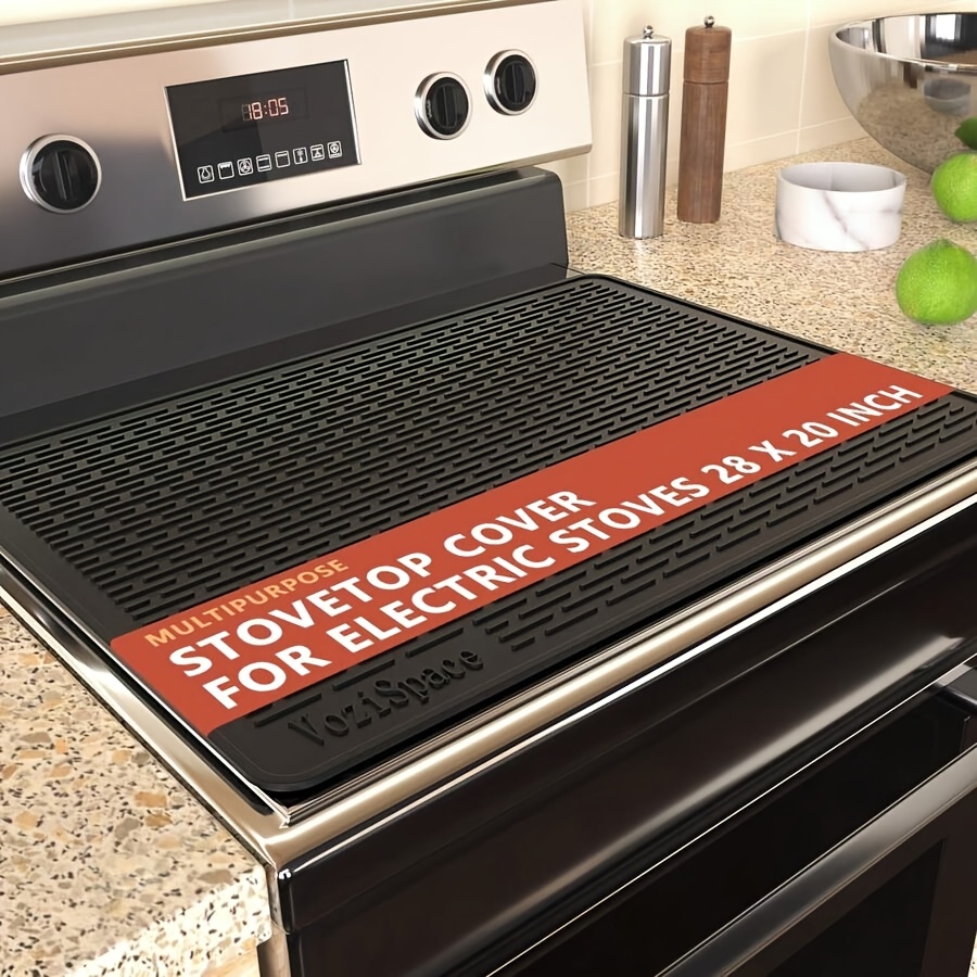 TEMU 2d Flat, 1pc, Silicone Electric Stove Top Cover Mat, Ceramic Stovetop Cover, Flat Rv Rangestovetop Protector, Extra Large Silicone Dish Drying