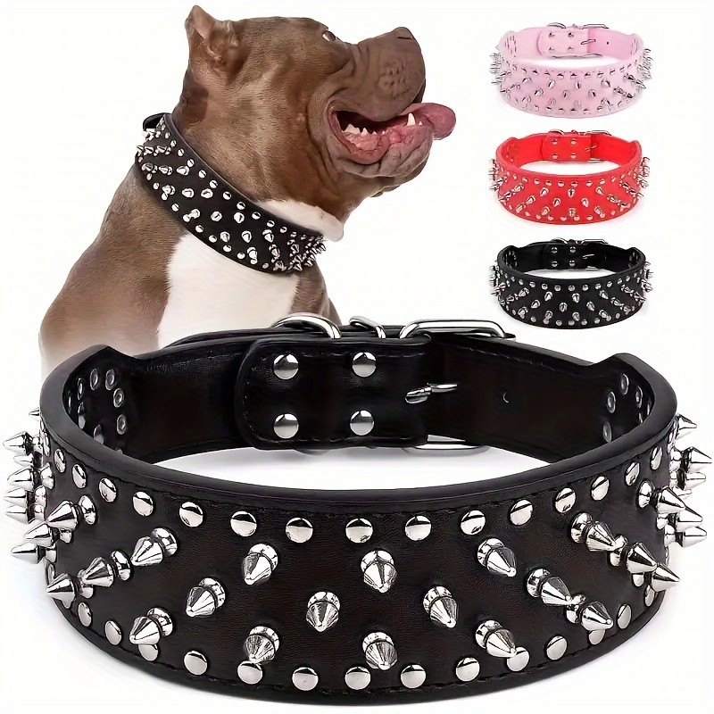 

Adjustable Spike Studded Dog Collar, Punk Style Artificial Leather Dog Rivet Collar, Durable Anti-bite Pet Collar For Small And Medium Dogs
