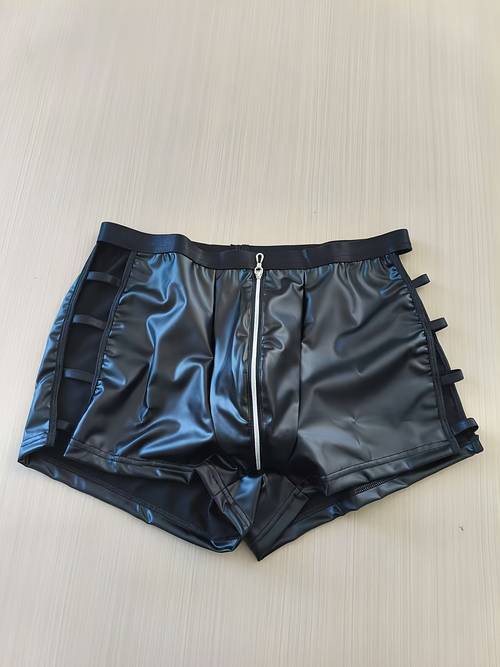 mens soft matte faux leather underwear solid boxers briefs low faux leather lingerie elastic tight hot shorts