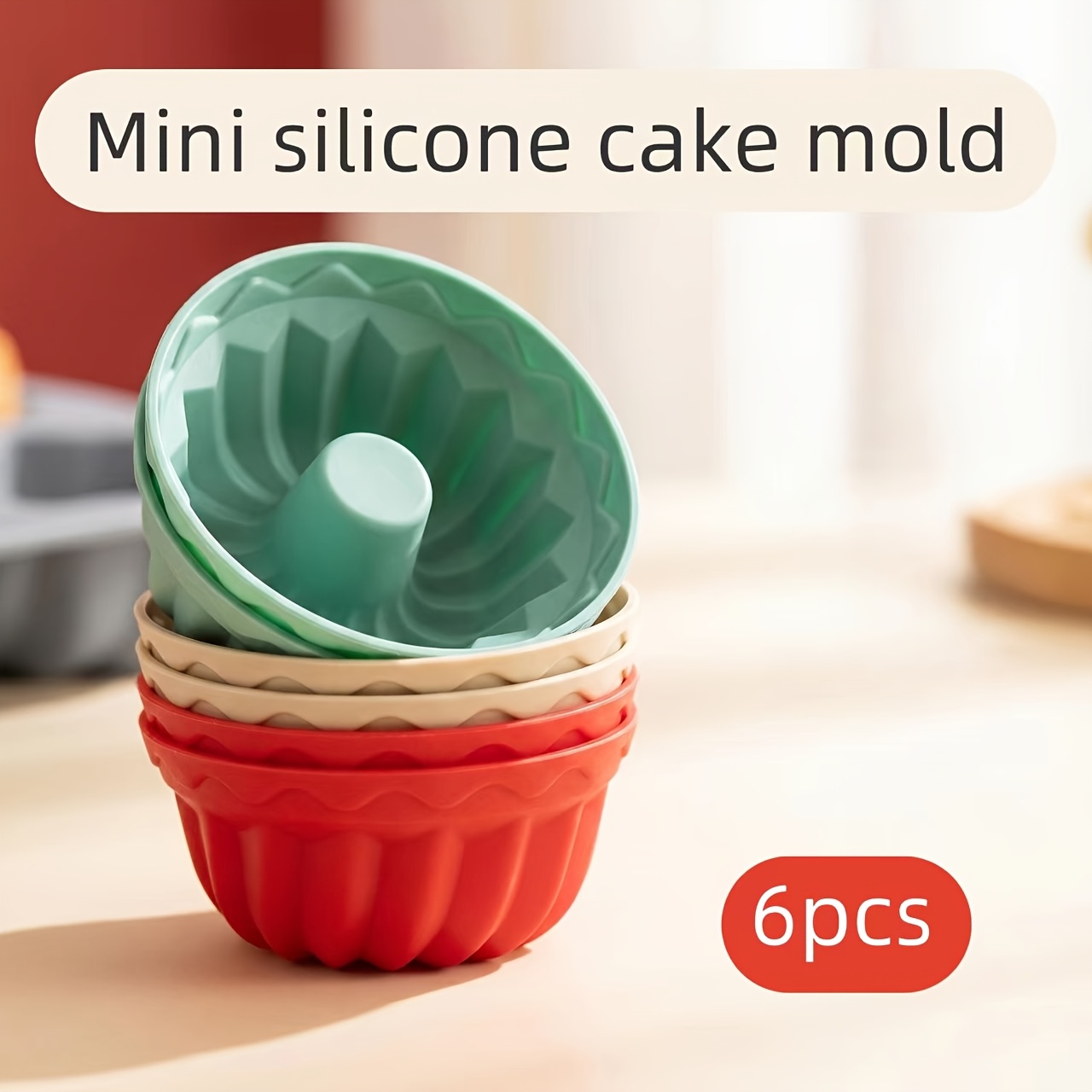 Image of 6pcs Mini Silicone Baking Cups, Mini Cake And Jelly Silicone Molds, Dessert/jelly Molds, Suitable For Parties, Gatherings, And Festive Occasions