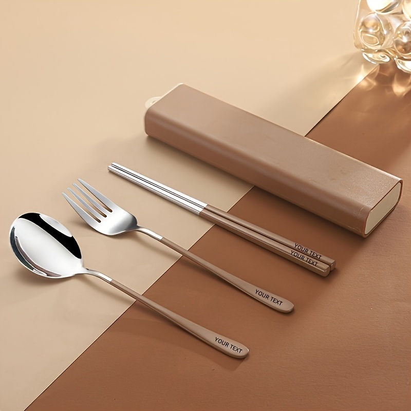 customizable stainless steel cutlery box with handle personalized text   forks spoons chopsticks cute storage box ideal for picnics parties travel outdoor dining   customizable design durable construction Product details 7