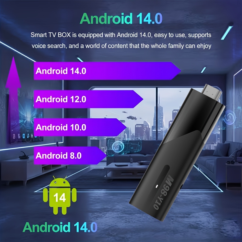 Чудовище за производителност Android 14! 4G RAM + 32G памет за плавност на нивото на разрушение, AI гласов контрол + HDR двойно благословия за качеството на изображението, двубандов Wifi/безжична пълна връзка, халта моментално се преобразява в 8K HD смарт кино!