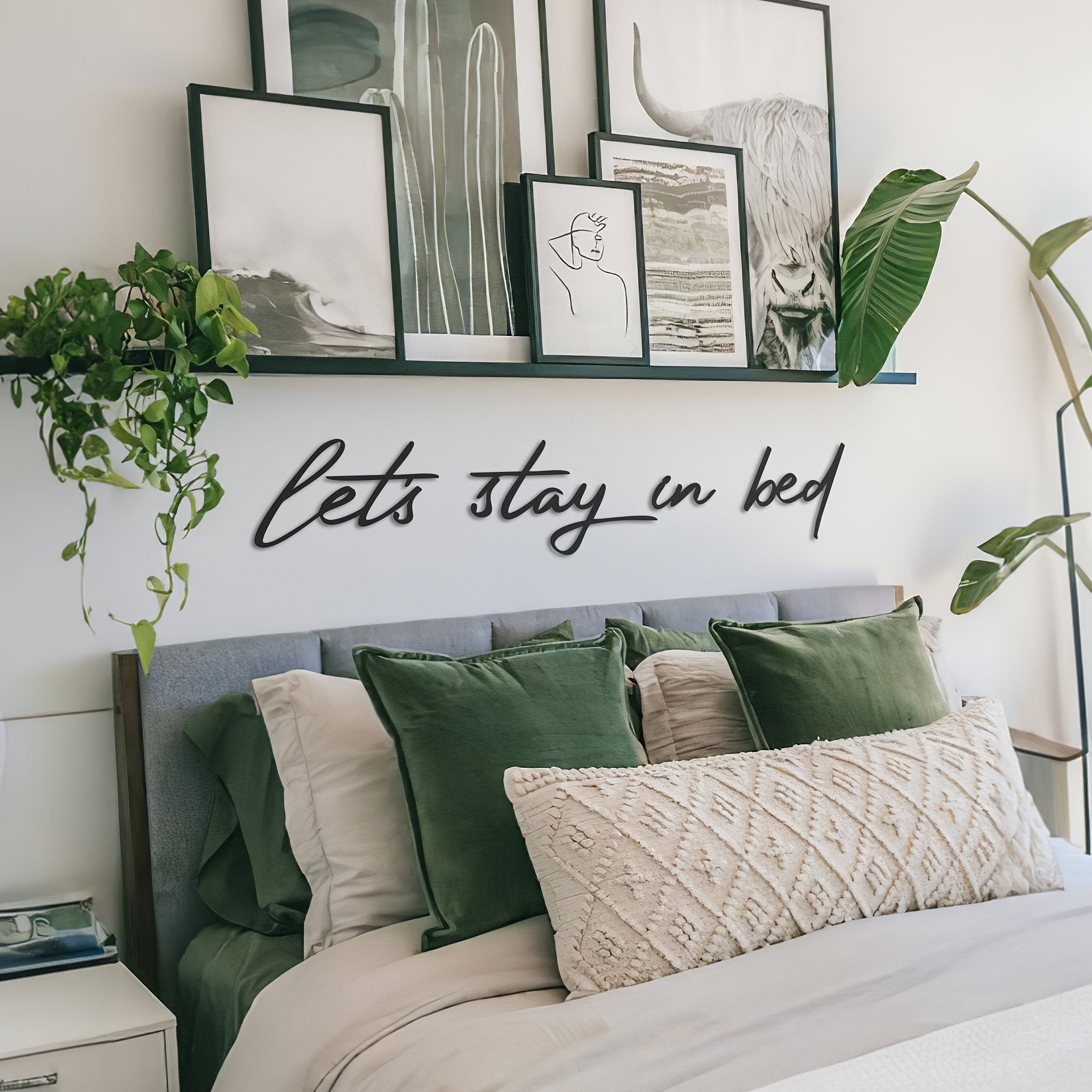 

Let's Stay In Bed, Metal Sign, Metal Wall Decoration, Metal Art, Wall Hangings, Quote Wall Art, Metal Sign, Wall Sign, Housewarming Gift
