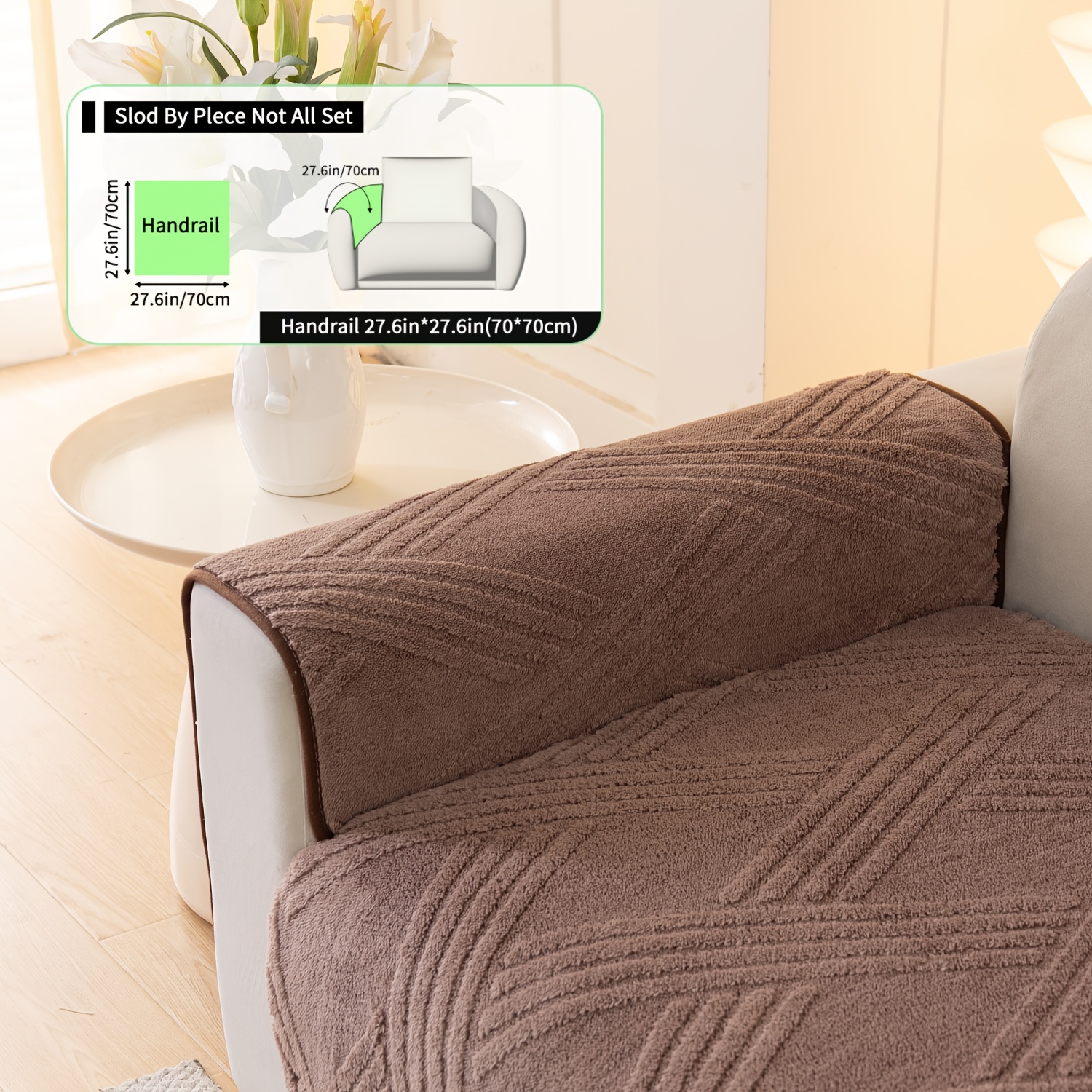 TEMU 1 Coussin de canapé antidérapant en chenille avec motif tissé | Velours polyester, lavable en machine, adapté aux animaux de compagnie, convient