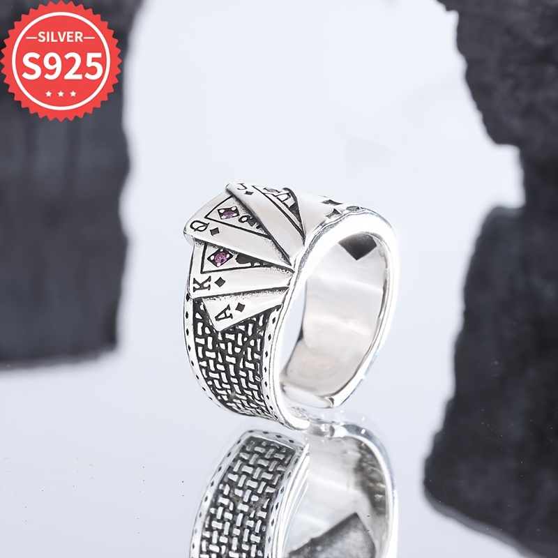 

1pc Vintage Ring For Men, 925 Sterling Silvery, Adjustable Open Band, Hypoallergenic, 4.7g