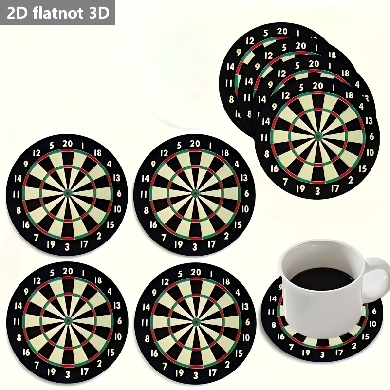 Image of 4pcs Dartboard-themed Wooden Coaster Set - Round, Heat-resistant Non-slip Drink Mats, Ideal For Home Decor And Parties - Perfect Gift Idea, Christmas-themed Home Decor