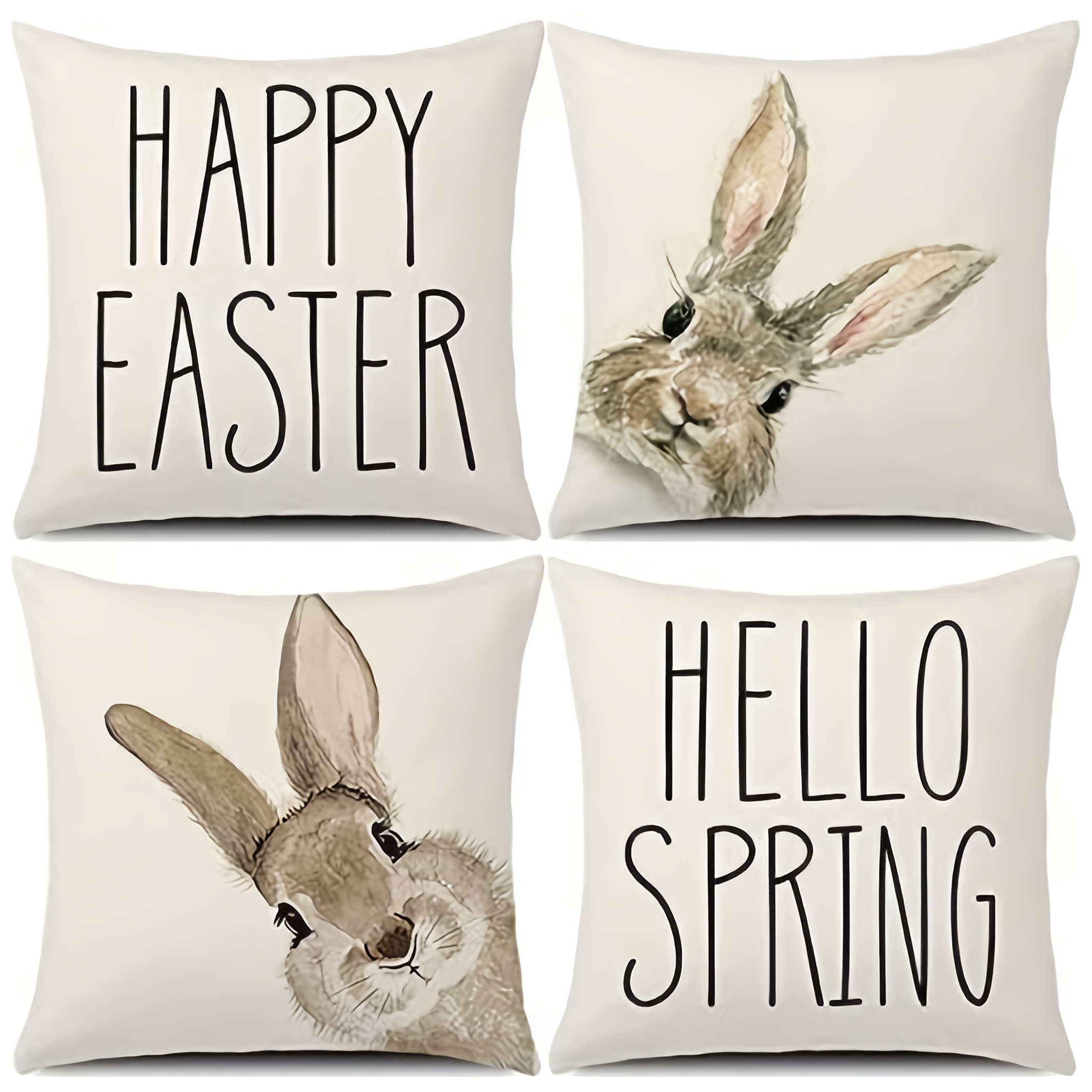 4pcs, Easter Decor Pillow Covers, Spring Decor Easter Bunny Pillow Chusion Covers