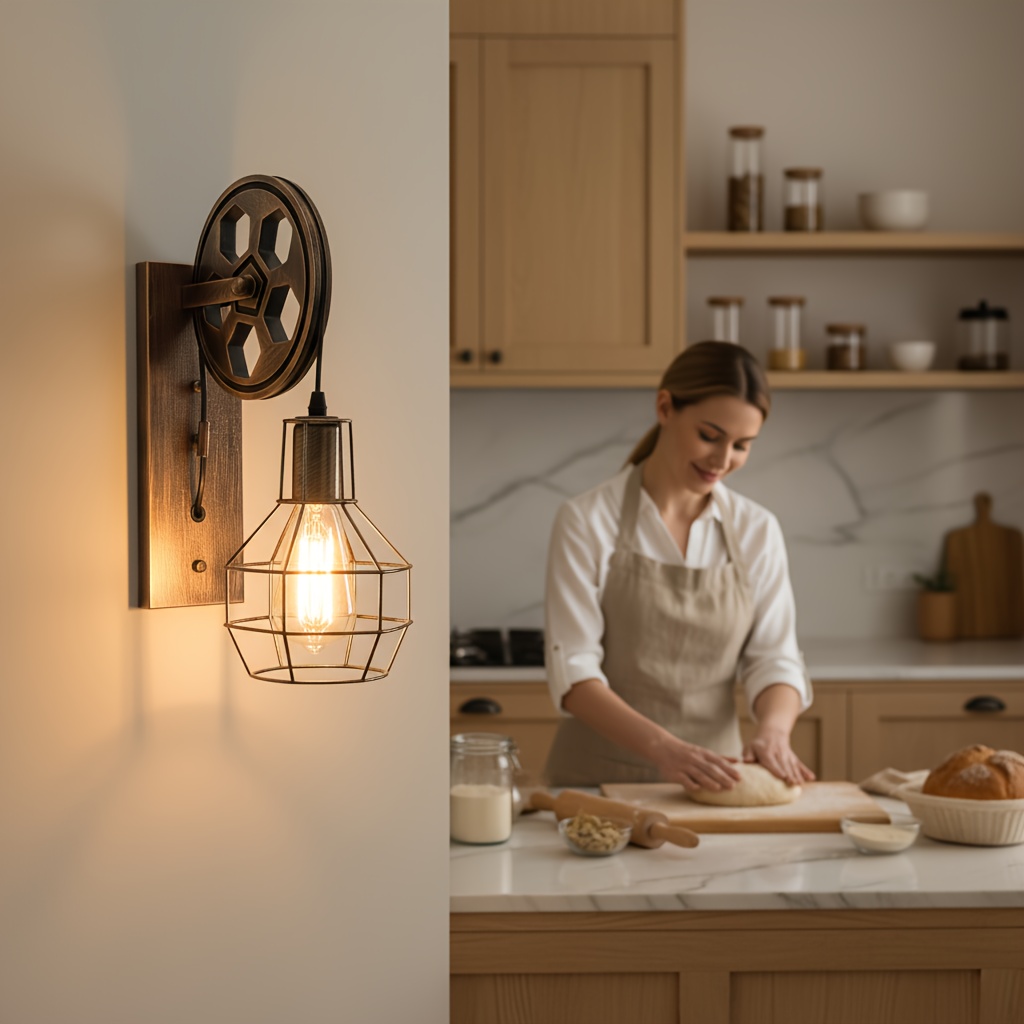TEMU 1pc, Retro Industrial Style Wrought Iron Wall Lamp, Metal Lampshade Structure - E26/e27, Suitable For Living Room, Kitchen, Bedroom, Stairs,