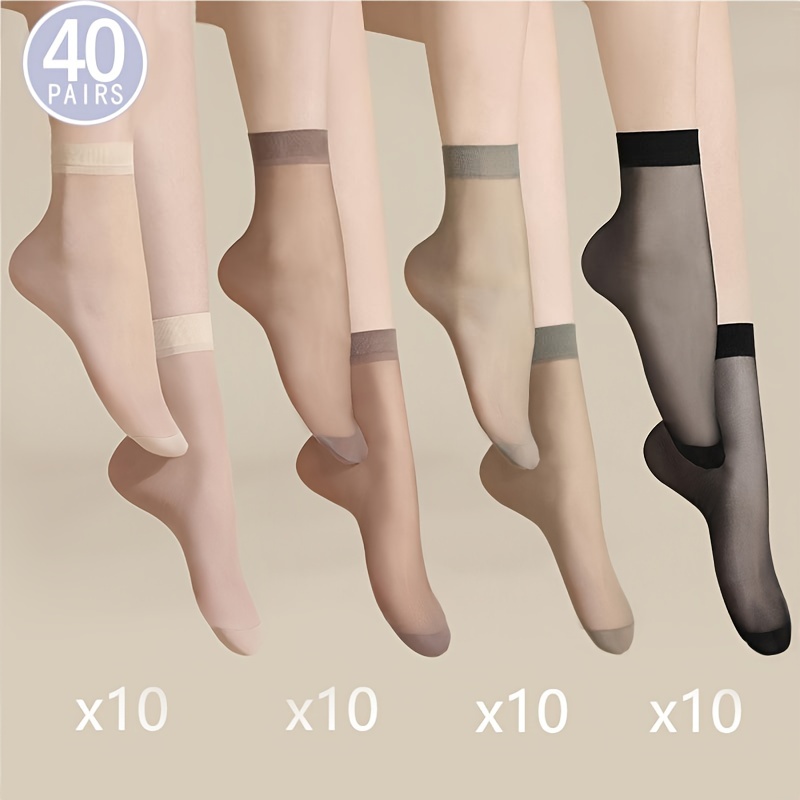 

40 Pairs Women's Thin Stockings, Summer Thin Transparent Short Socks, Women's Stockings & Hosiery