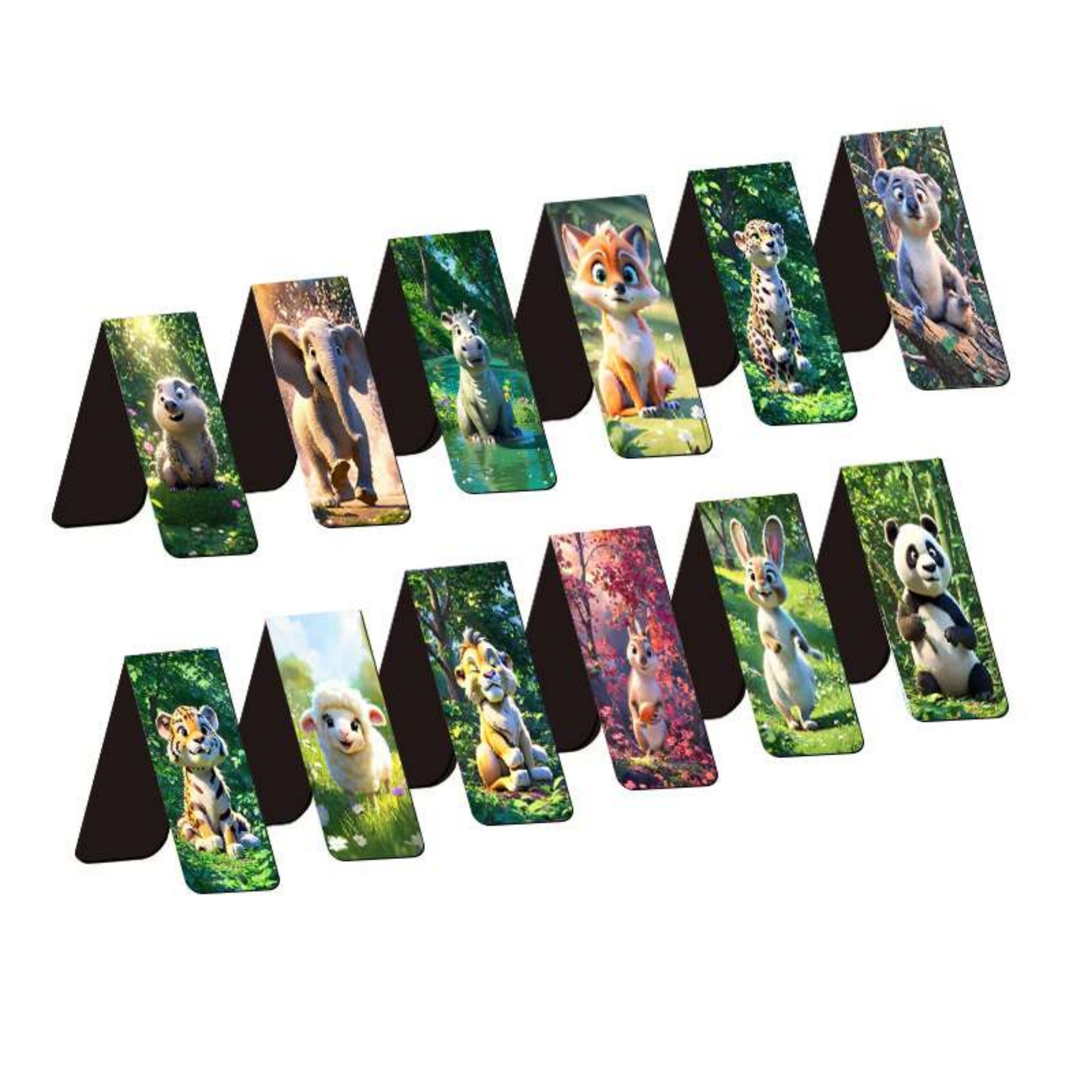 

12-pack Whimsy Woodland Magnetic Bookmarks, Strong Magnet Page Clips, Paper Bookmark Set For Readers And Educators