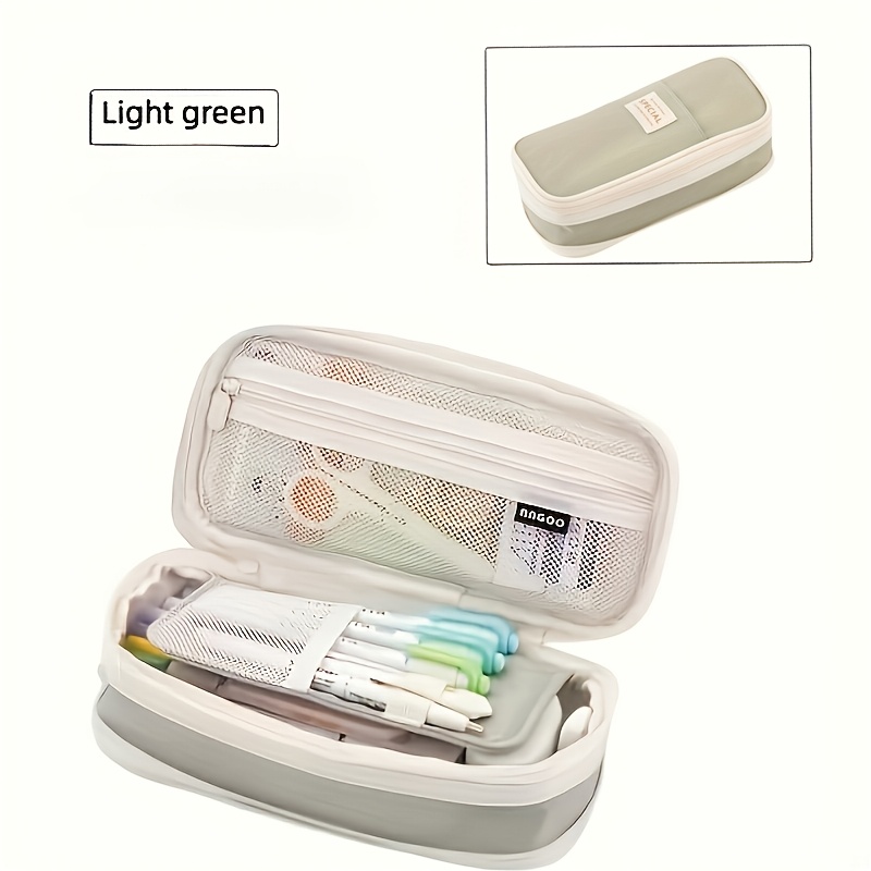 item picture 1 large capacity multi compartment canvas pencil case durable and ideal for college students and professionals features a mesh     organizer for school supplies