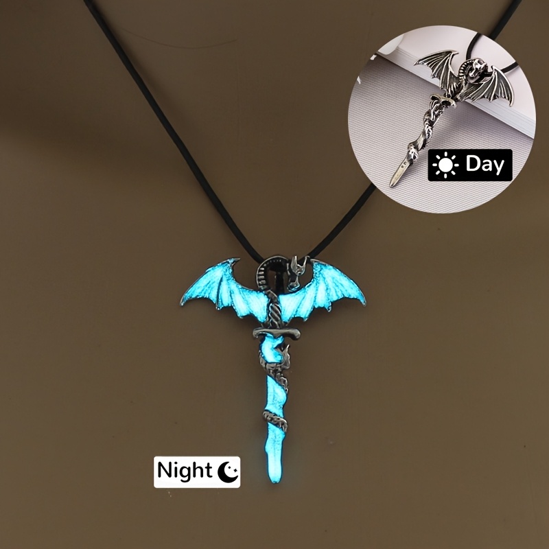 Image of -the-dark Flying Dragon Necklace, Luminous Dragon Pendant, Men's Accessory (1pc). This Product Is Luminous And After Absorbing Light; Not Glow Without Light Absorption