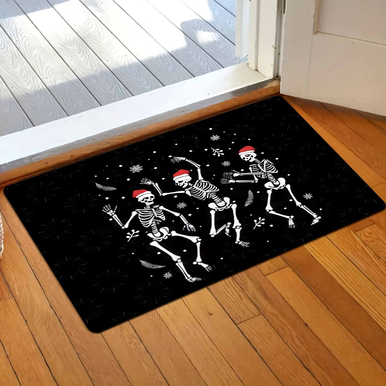 

-themed Christmas Flannel Doormat - Non-slip, Absorbent & Machine Washable For Indoor Use, Holiday Decor