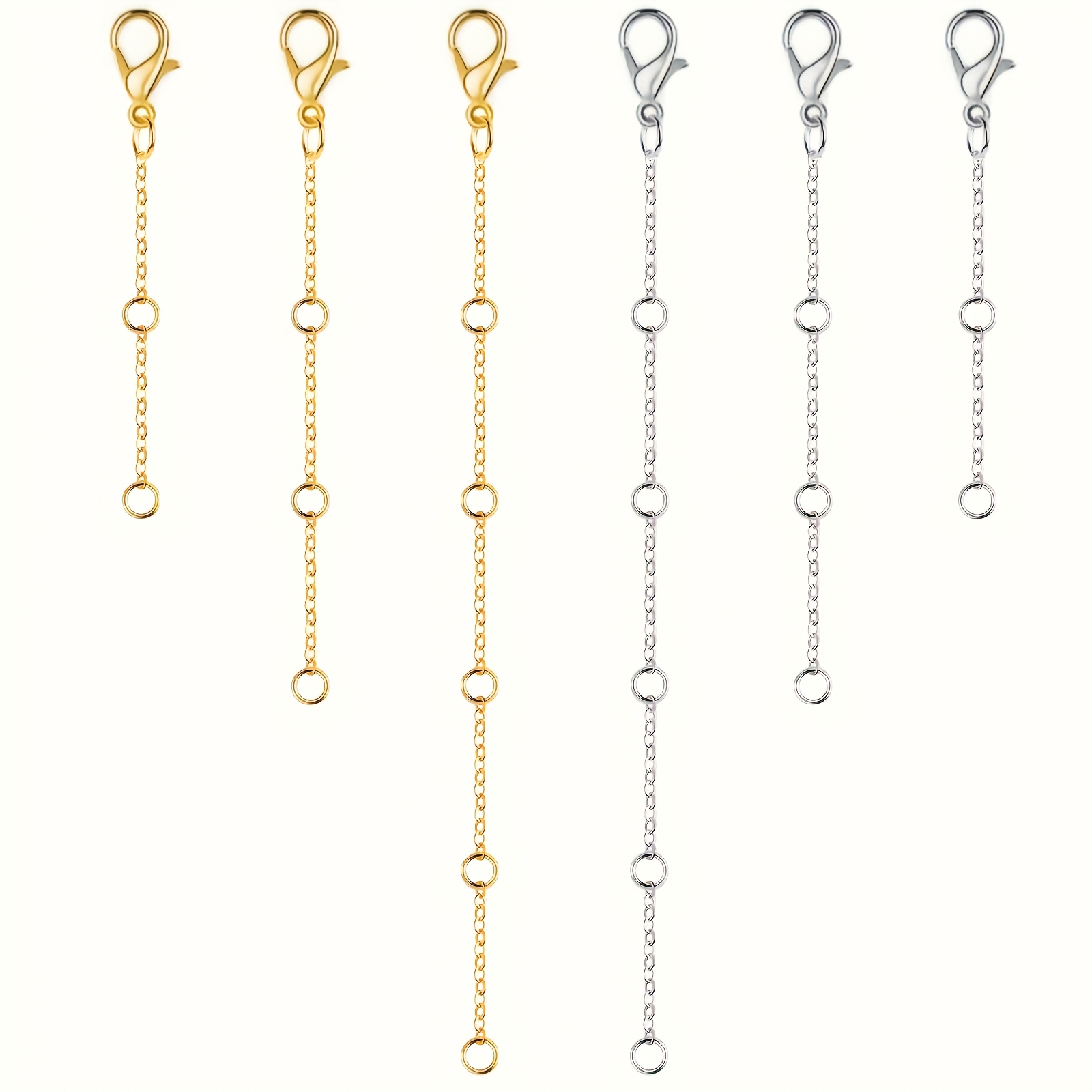 Image of 3pcs/6pcs Golden/silvery Necklace Extension Chain Necklace Extension Chain Suitable For Bracelets And Anklets Necklace Extension Chain Suitable For Jewelry Making Chains