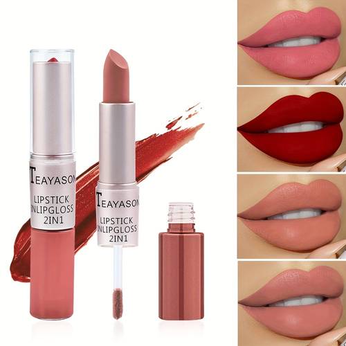 dual ended lipstick matte long lasting lip gloss non sticky red nude beauty personal care cosmetics