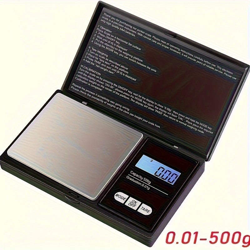 

1pc/2pcs 500g Precision Portable Jewelry Scale Electronic Scale 0.01 G High-precision Jewelry Scale Tea Household Small Grams Without Batteries