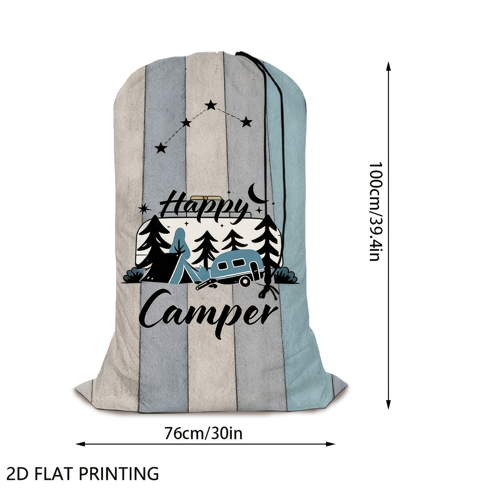 TEMU 1pc Adjustable Large Capacity Laundry Storage Drawstring Bag, Camping Pattern,sturdy Drawstring Closure,drawstring Bag Pouch For Gifts,outdoor