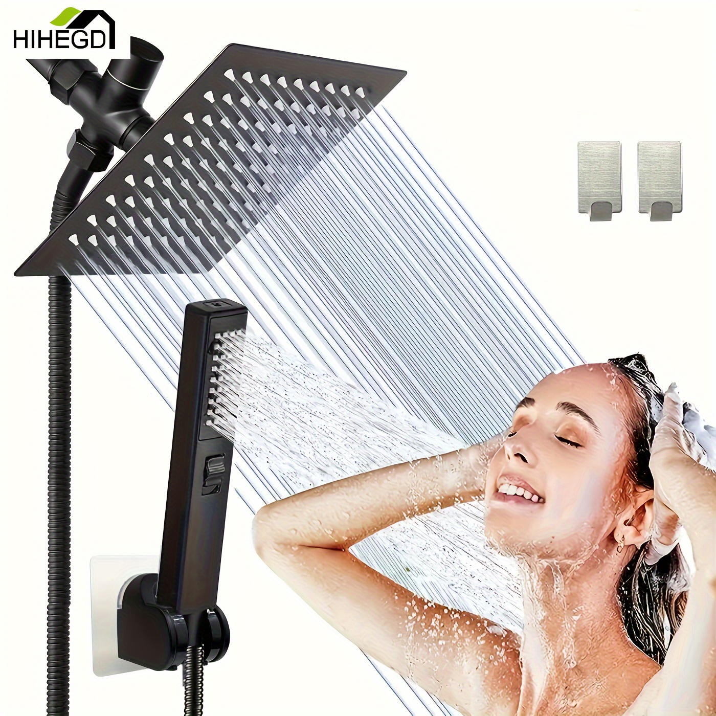 

Your Shower With High Pressure Rain Shower Head And -one Handheld Set! Bathroom Accessories, Bathroom Sets Full Set, Shower Head