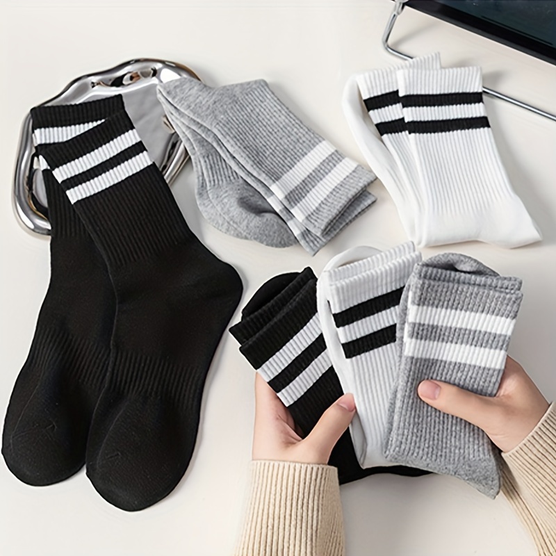 3/6 Pairs of Striped Sports Breathable Women's Socks
