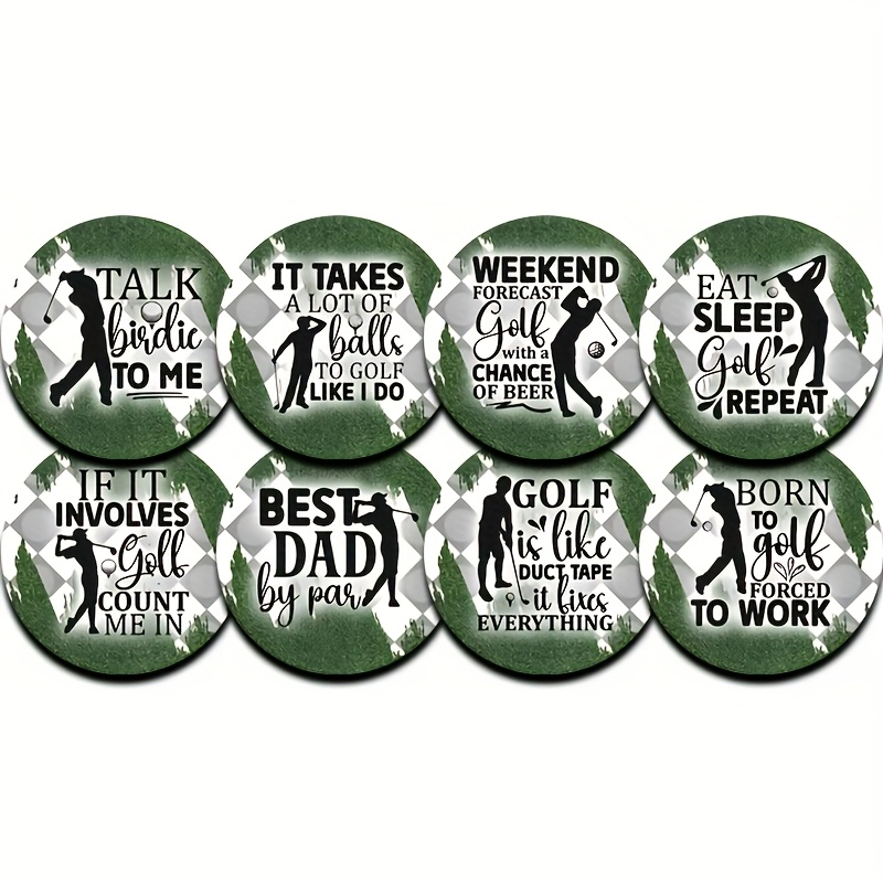 TEMU 8pcs Wooden Coaster Set, Golf Sports Printed Design Table Additions, Suitable For Drinks, Coffee, Tea, For Home, Office, Restaurant, And Party