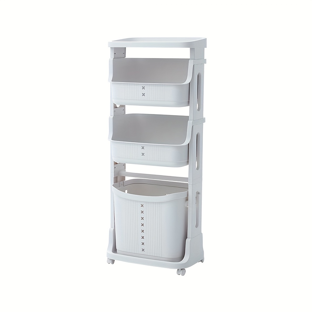 TEMU Baskets Contemporary Style, Plastic Laundry Baskets With Wheels, Storage Organizer For Bathroom, Kitchen, And Laundry Room, Laundry Baskets