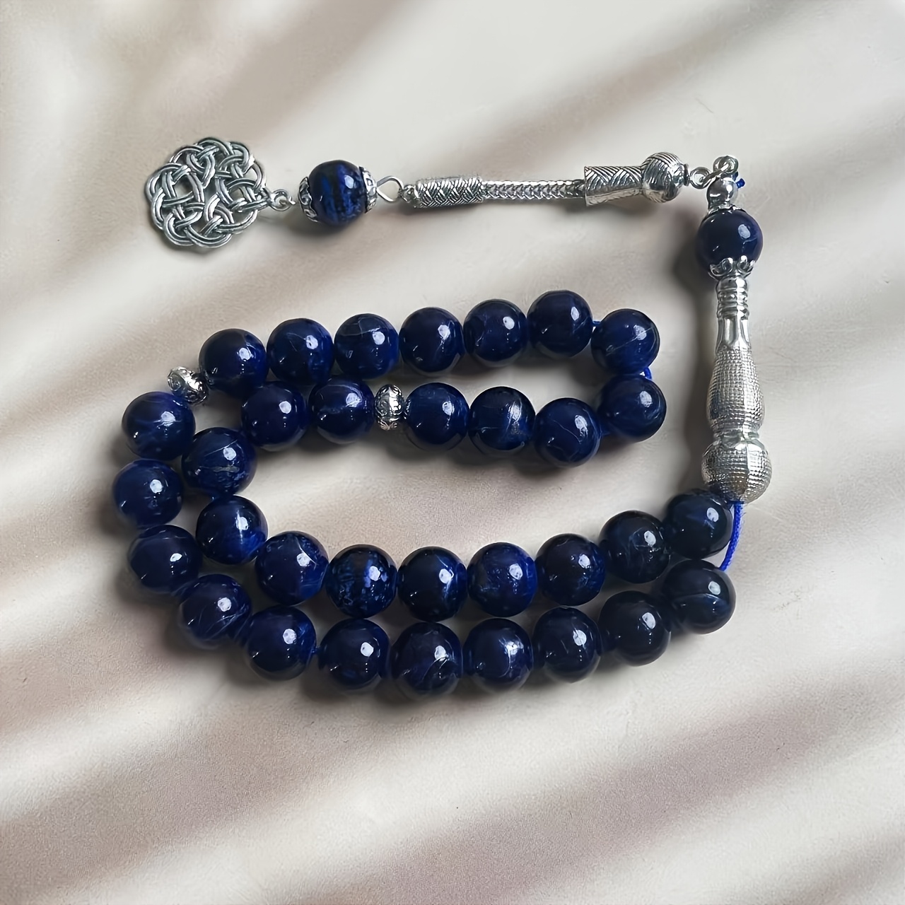 TEMU 1pc 33pcs Perles Chapelet Musulman Islamique Perles Artisanales Tissu Design Floral Direction Moyen- Bracelet Mode