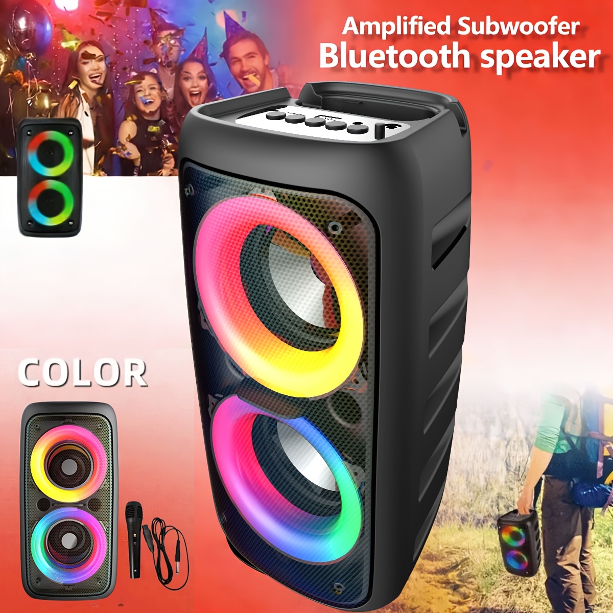 wireless speaker portable wireless karaoke speaker sleek compact high power subwoofer speaker with 1200mah battery supports tf card usb   quality christmas atmosphere black abs material tabletop mount button control