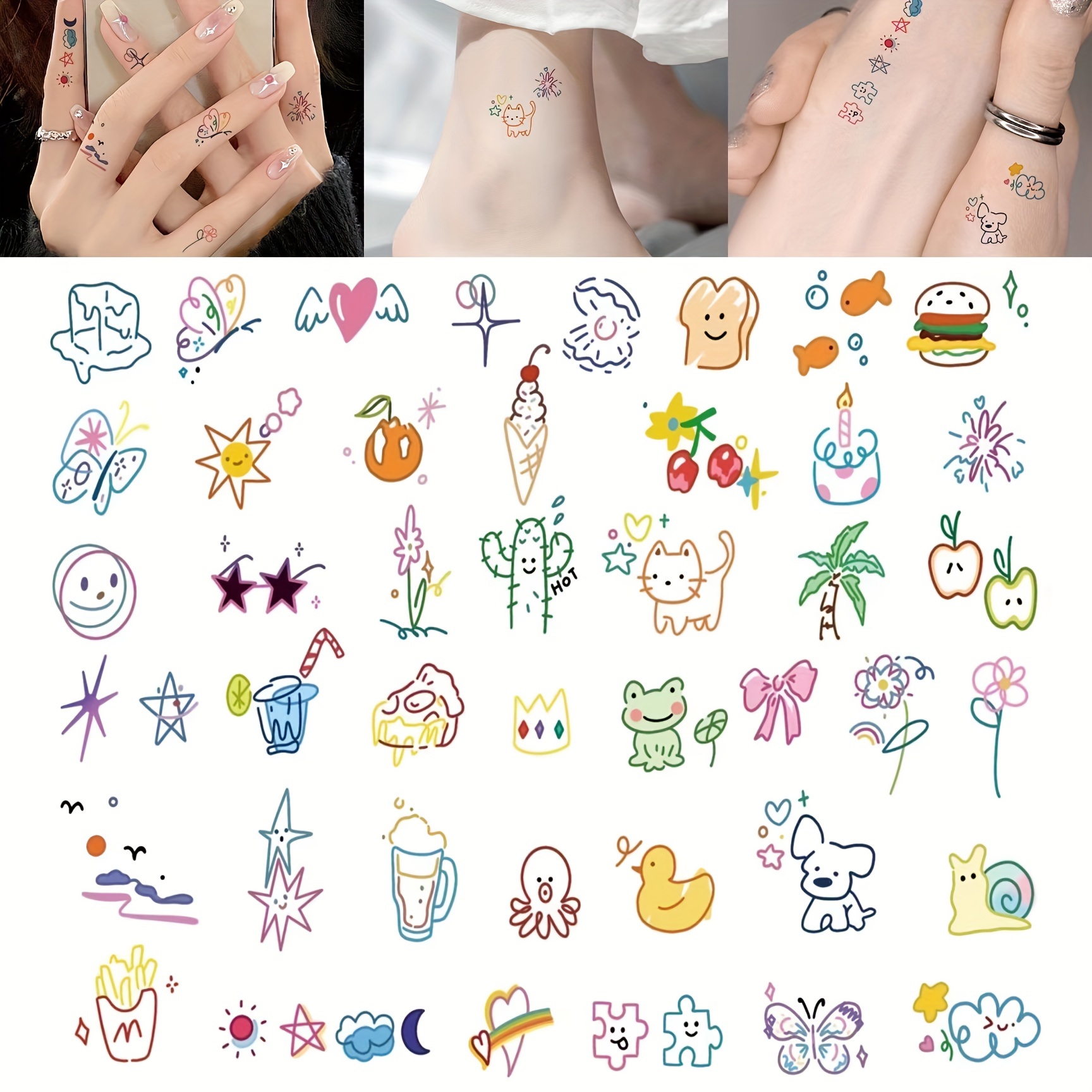 Pack De 8 Hojas De Tatuajes Temporales De Dibujos Animados – Impermeables, Hipoalergénicos Y Fáciles De Quitar, Ideales Para Fiestas Infantiles