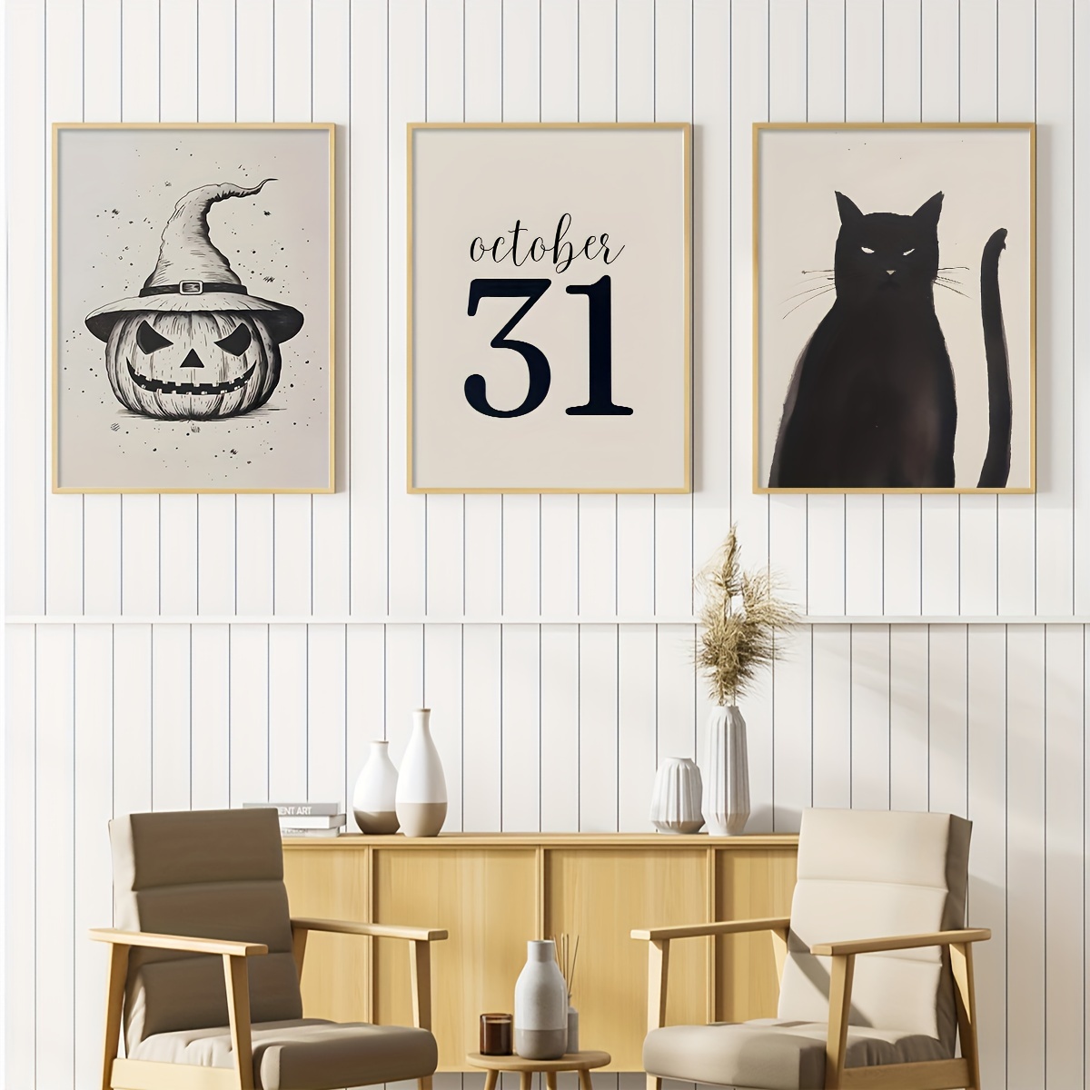 

3pcs Wall Art Prints, Simple Style Black Cat Art Poster Decor Art Prints For Gallery Wall Home Living Room Bedroom Decor (unframed, 3pcs)