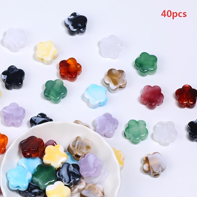 40pcs Of 16mm Flower-shaped Gradient Acrylic Beads In Colors - For Making Keychains, Bracelets, Necklaces, And Other Handmade Jewelry Supplies