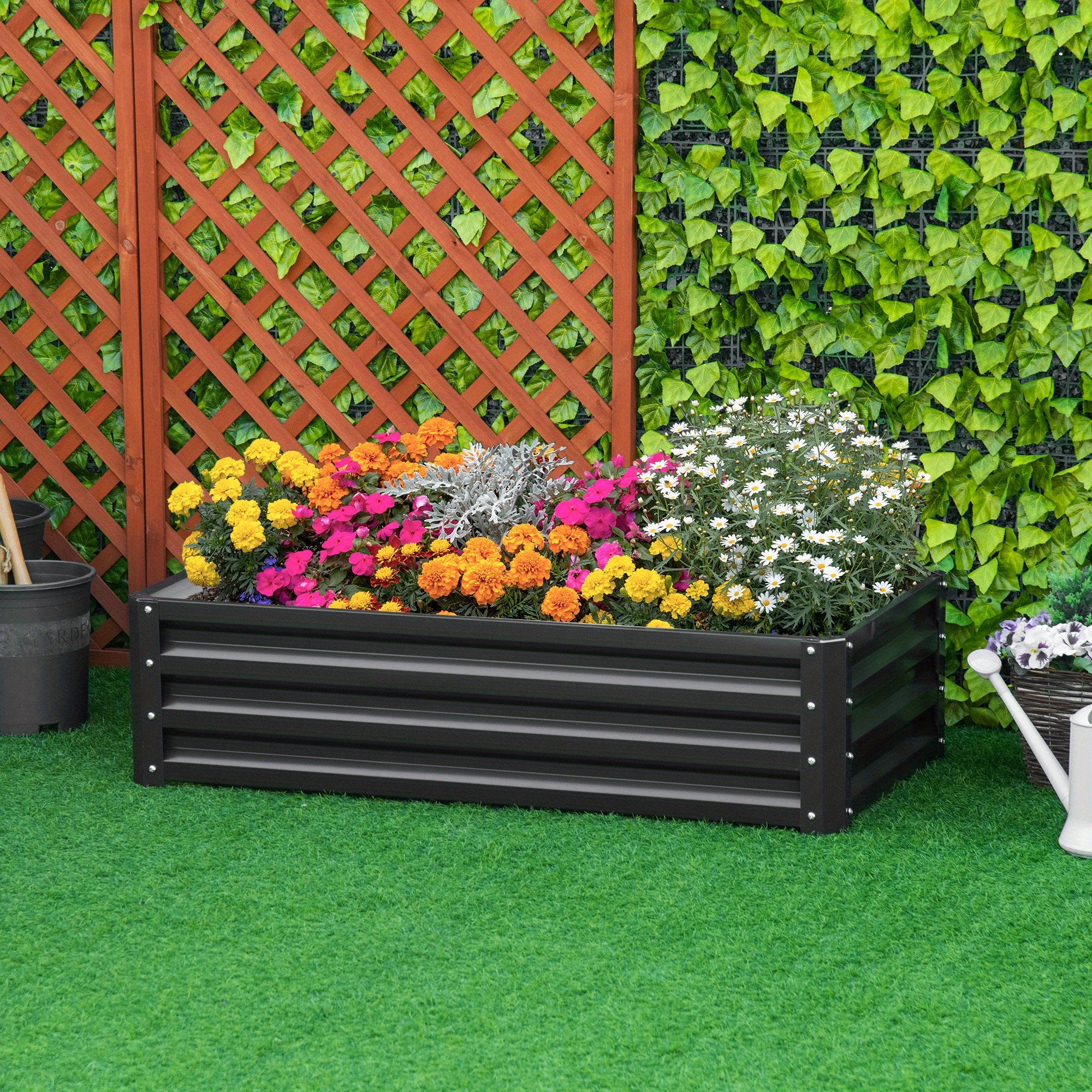 TEMU Outsunny 4' x 2' x 1' Jardin surélevé, Boîte de plantation galvanisée Gris
