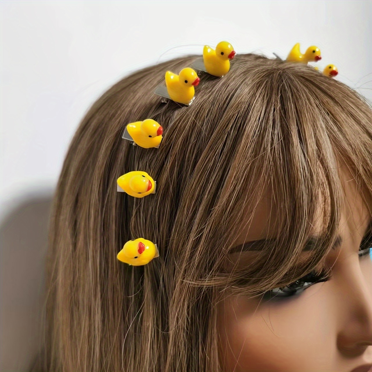 

10 Pcs Cute Cartoon Duck Hair Clips - Plastic, One-size-fits-all, Animal Print, Suitable For Ages 14 And Up