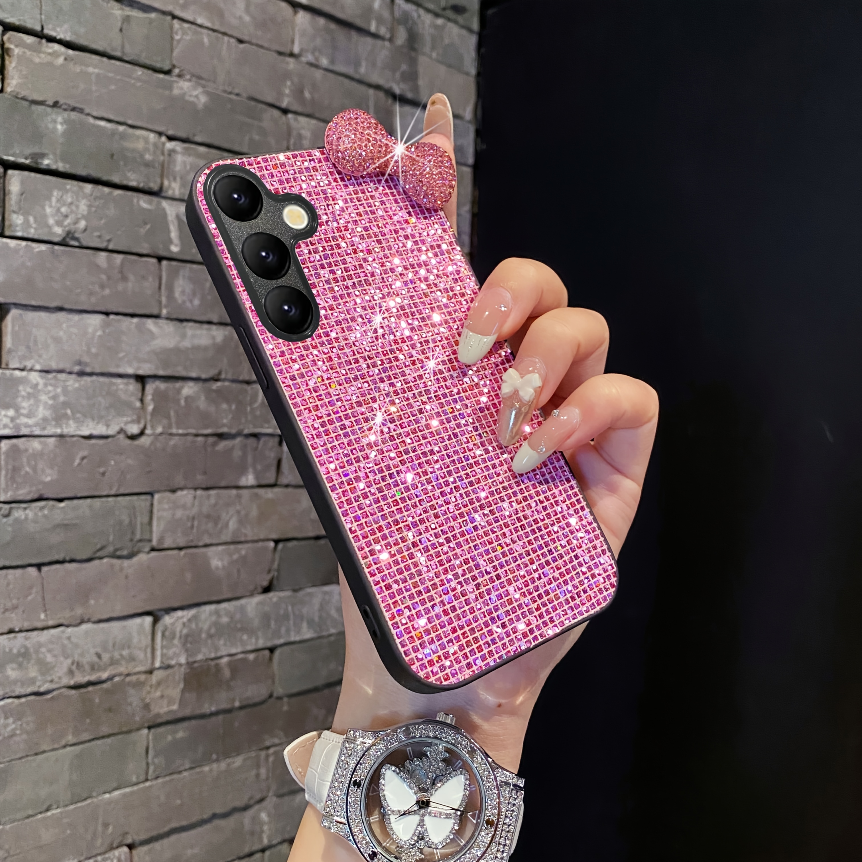 TEMU Phone Case: Fashion Cute Drill Pink Tpu Phone Case For Galaxy A73 A72 A56 A55 A54 A35 A36 A34 A16 A15 A14 A71 S25 S24 S23 S22 Ultra S24 Fe Plus
