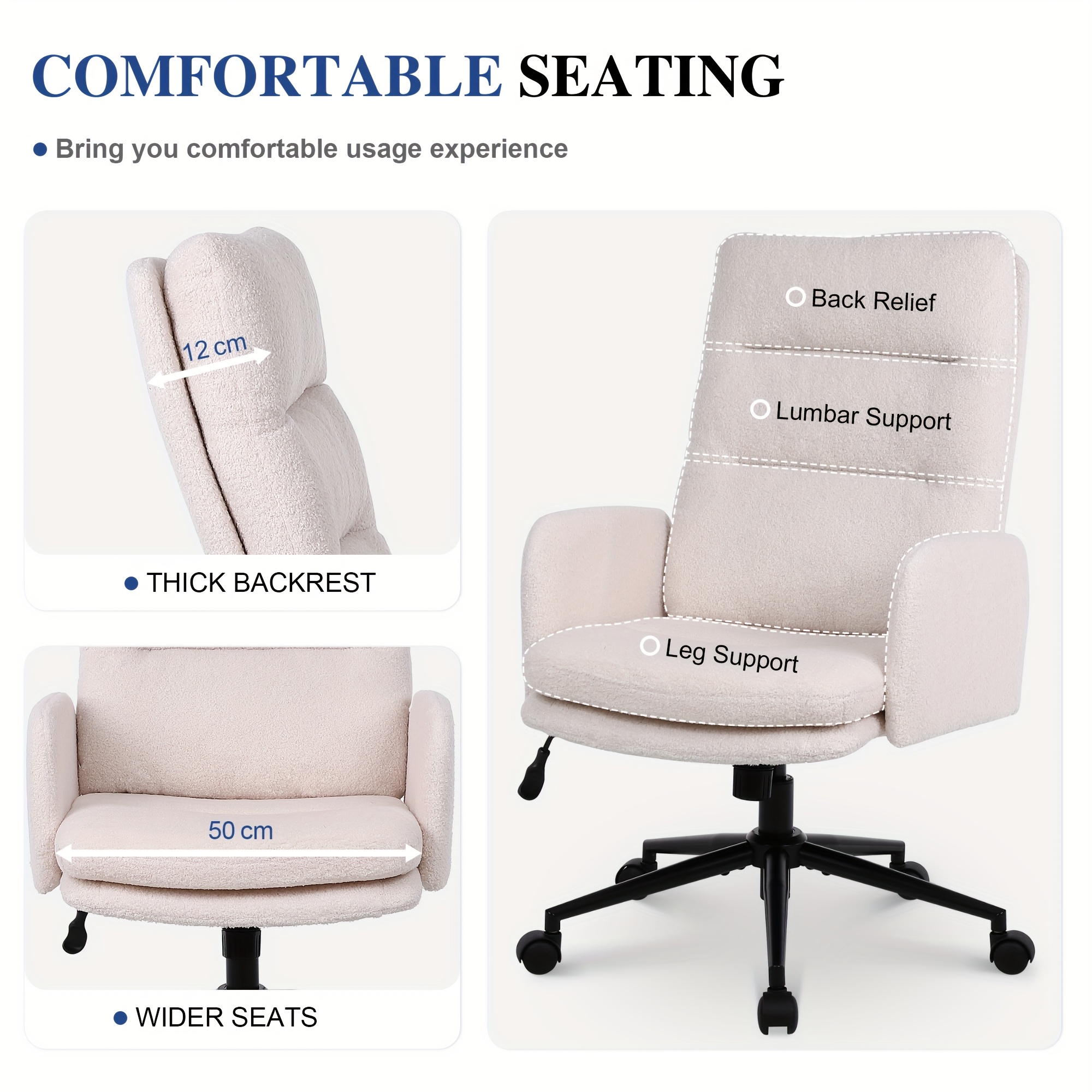 Teddy Velvet High Back Office Chair with Padded Armrests