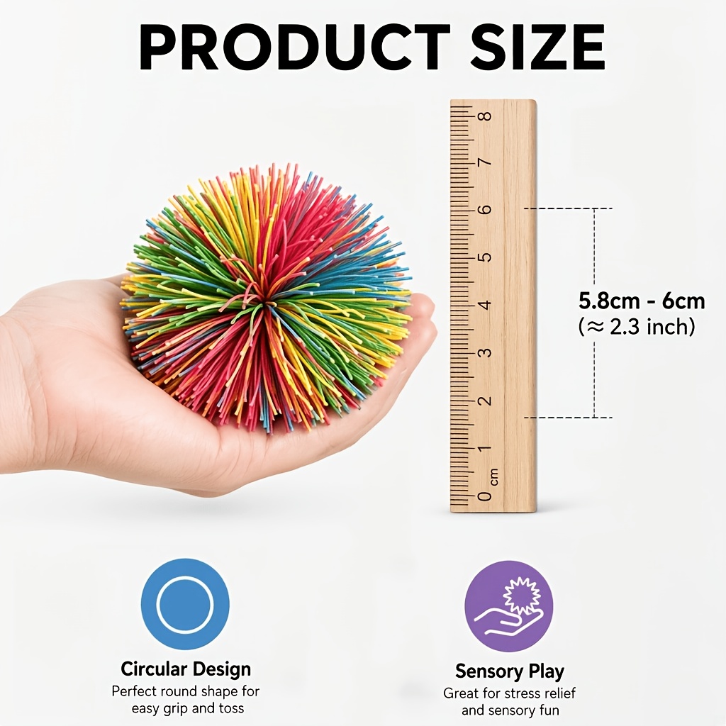 Rainbow Rubber String Stretchy Balls Set