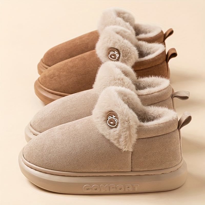 

Women's Winter Snow Boots, High-top Fleece Lined, Non-slip Sole, Solid Color, Regular Toe, Eva Sole, Fleece Lining, Footwear