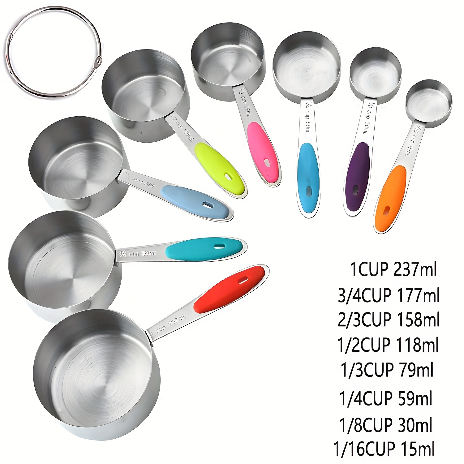 20 piece stainless steel measuring cups and spoons set with magnetic double sided measuring spoons plastic measuring cups and leveler baking and cooking utensils details 7