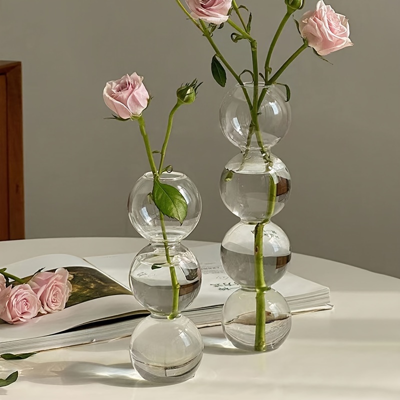 

1pc/2pcs Bubble Glass Vase, Transparent Hydroponic Plant Flower Display, Artistic Decor, Living Room Tabletop Decoration