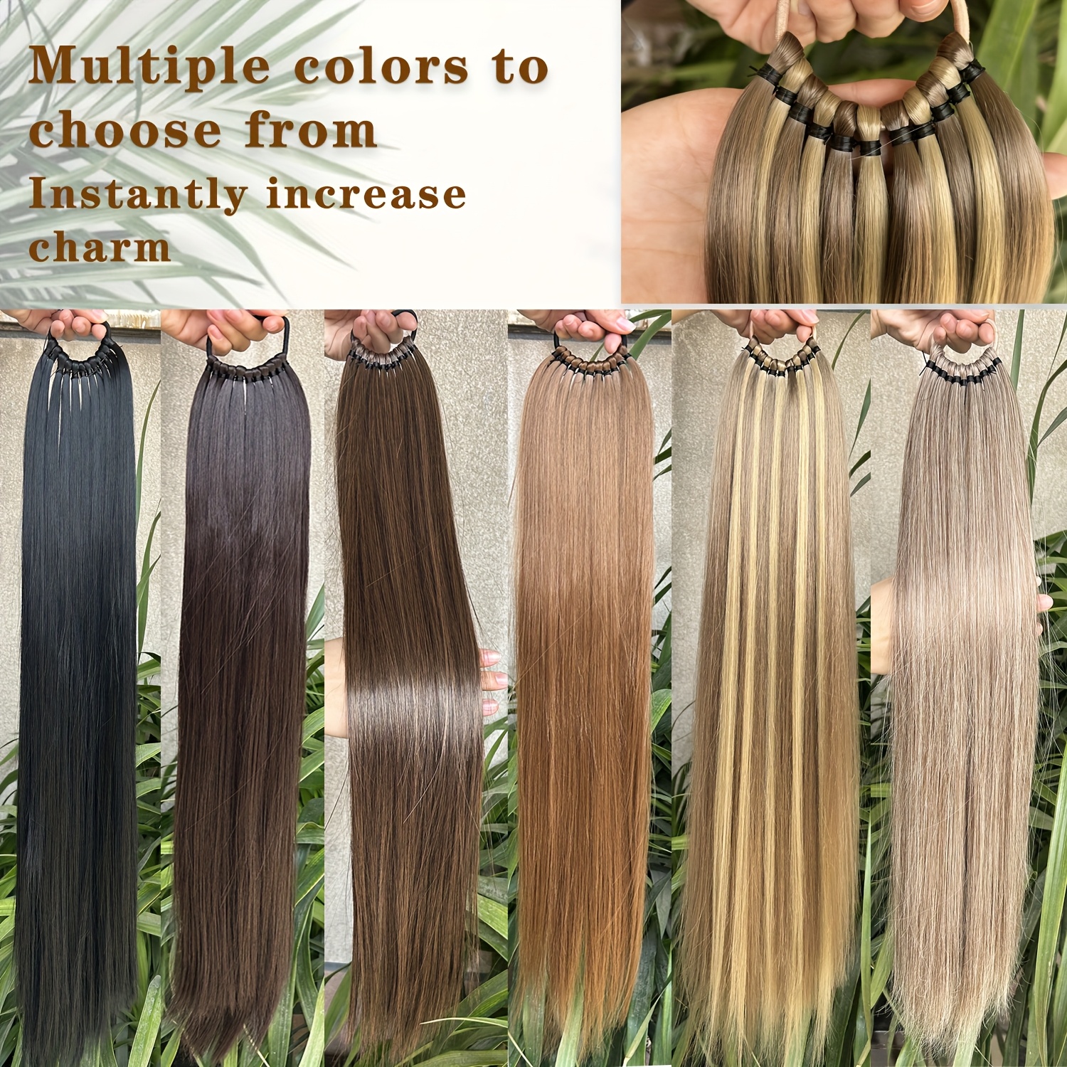 long straight ponytail extension wrap around ponytail clip in hair extensions high temperature resistant synthetic fiber hairpiece   for daily use   fits all halloween details 0