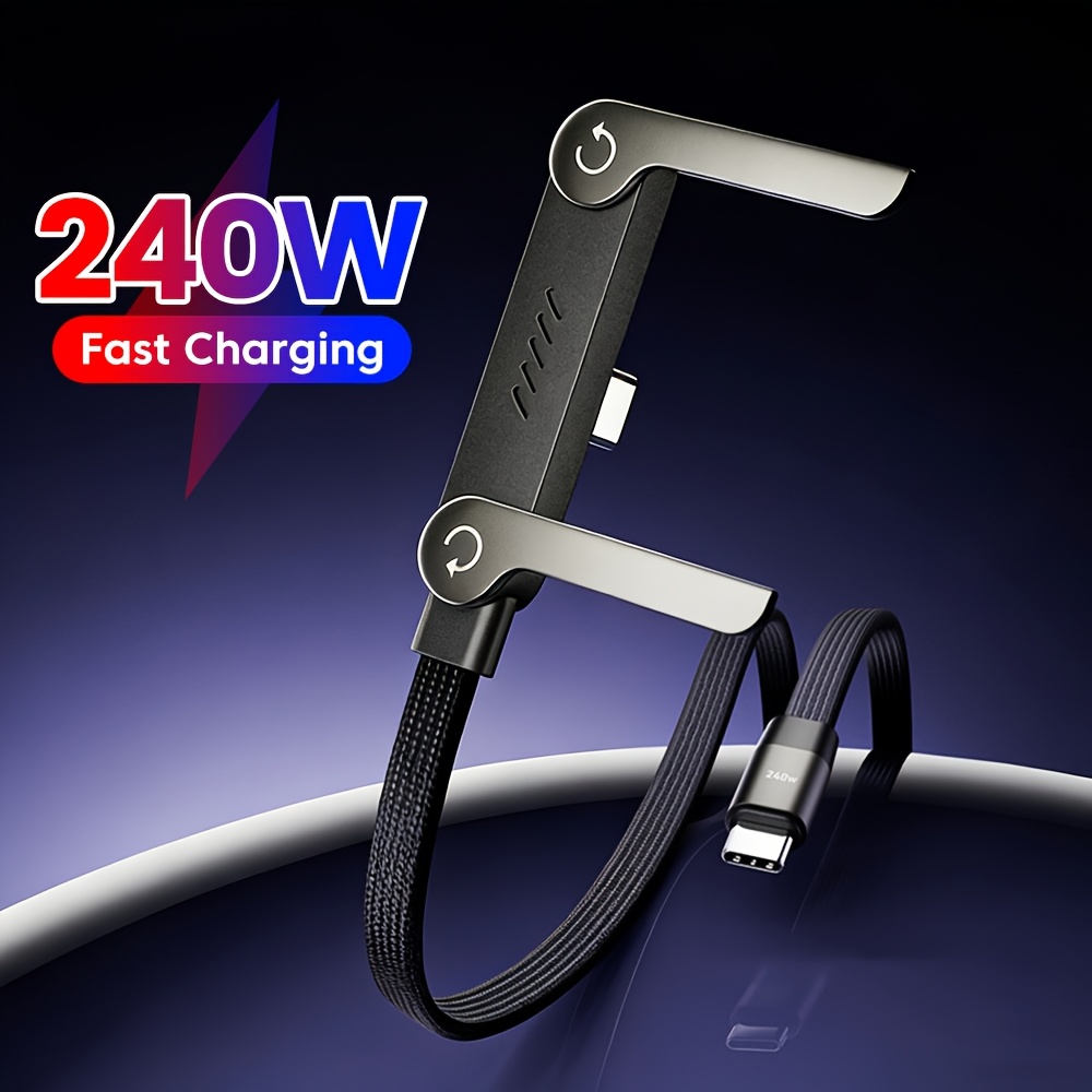 240W Foldable Stand Weaved Data Cable | Type C to Type C, USB Power Mode, 240W Output Power