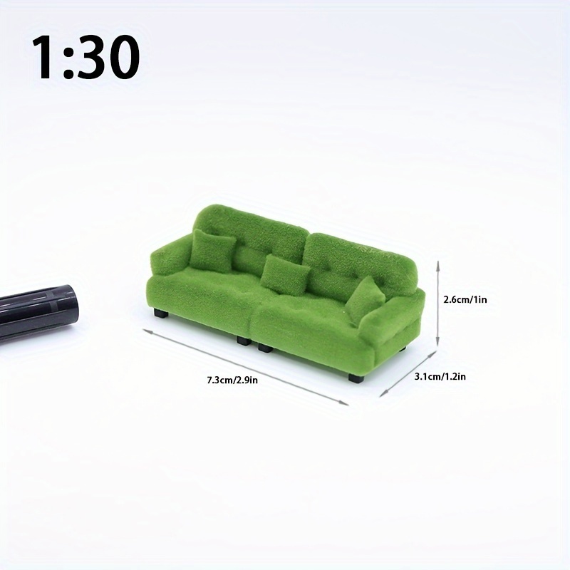 Canapé Miniature 1:12 Pour Maison De Poupée – Meuble Réaliste En Bois Et Tissu, Accessoire De Jeu D'Imitation, Cadeau Enfant
