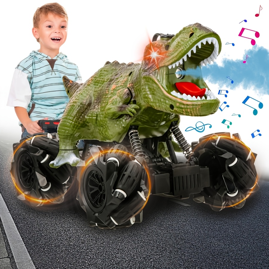 

Dinosaur-themed Rc Car With Lights & Sounds - Electric Monster Truck Toy For Indoor/outdoor Fun, Usb Rechargeable, Build, Perfect Gift For 5-12, Dinosaur Toys