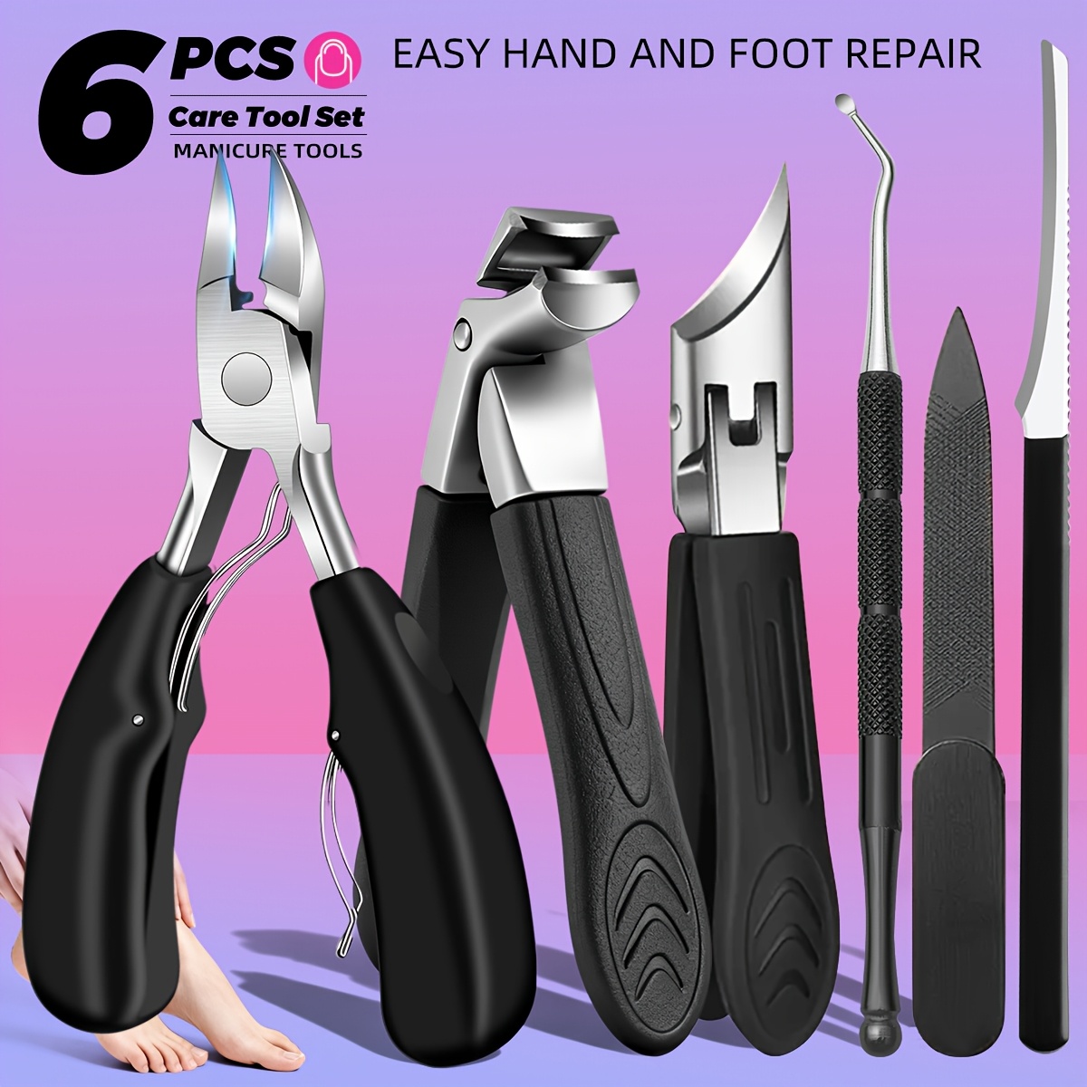 Image of A Set Of Professional-grade Pedicure And Nail Art Tools Made From Stainless Steel, Featuring Nail Clippers, Skin Pushers For Dead Skin Removal, And Manual Tools For Foot And