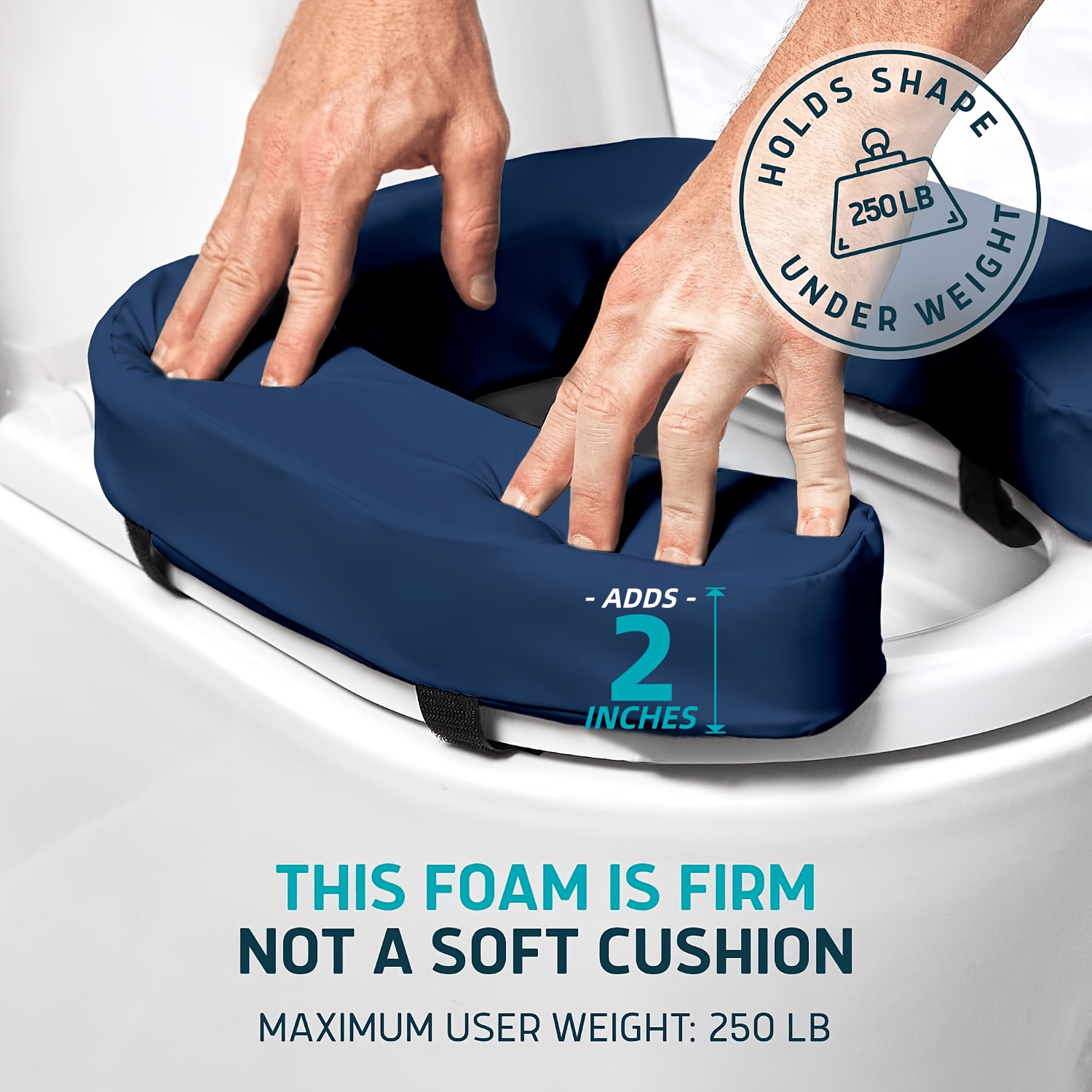 TEMU Elevated Toilet Seat Cushion For The. Universal Model- Heightened Toilet Seat Cushion, Made With Medium-hardness Foam, Enhances And Height. Easy